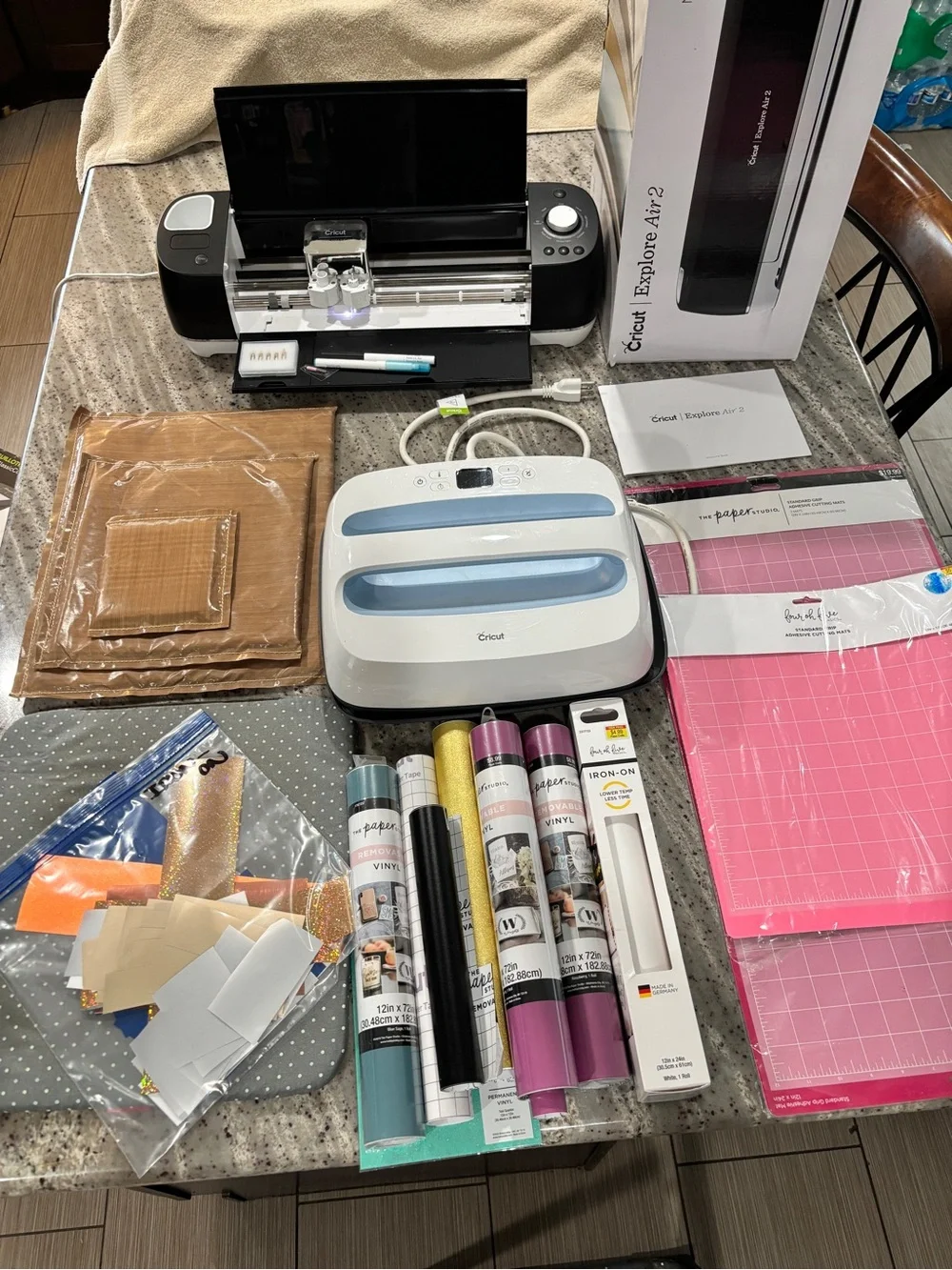 Cricut Craft Machine Bundle with Pink, White, Black, Gold, Teal Vinyls